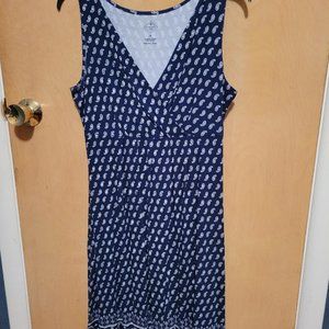 St. Johns Bay Navy & White V Neck, Size- Medium